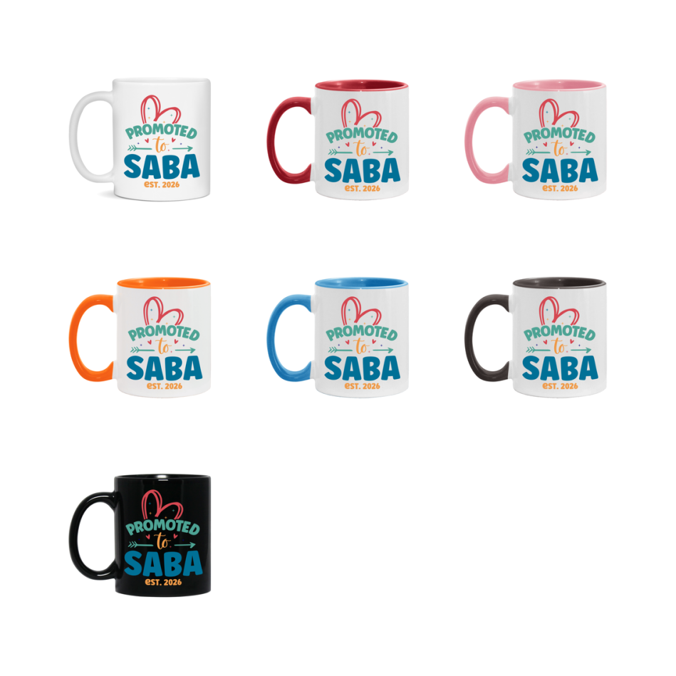 Promoted To Saba Est. 2026 Coffee Mug – New Saba Gift – Pregnancy Announcement Mug For New Baby