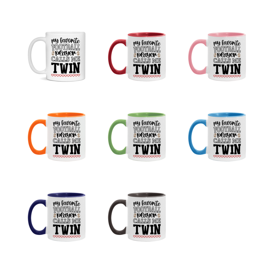 My Favorite Football Player Calls Me Twin Mug – Funny Football Twin Gift – Mug For Twin From Player – Football Season Gift Idea