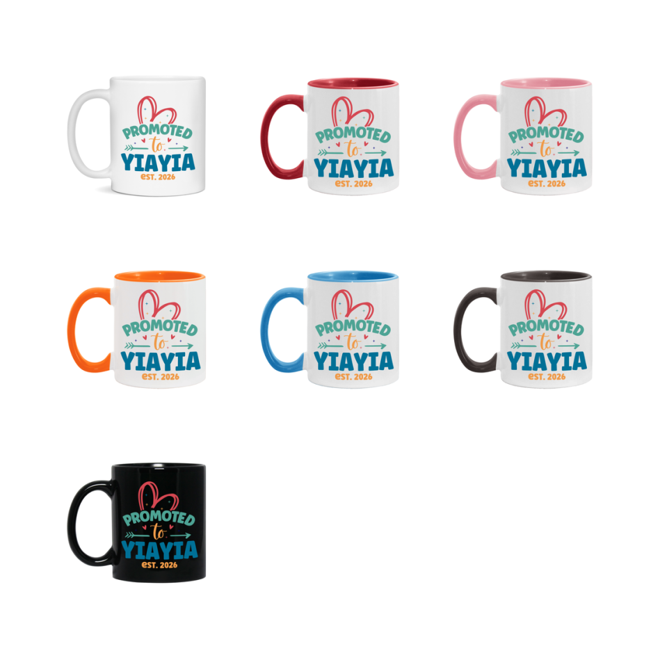 Promoted To Yiayia Est. 2026 Coffee Mug – New Yiayia Gift – Pregnancy Announcement Mug For New Baby