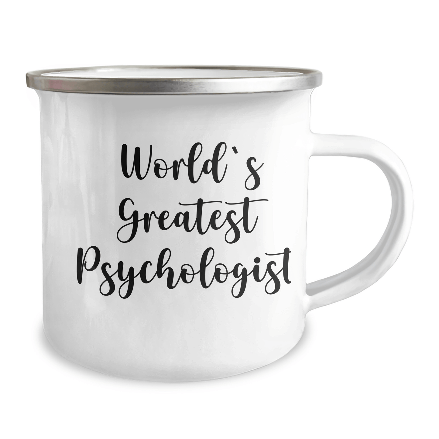 Funny World's Greatest Psychologist Gifts for Graduation - Enamel Camping Mug for Psychologist Men, Women, or Coworkers 12oz / White