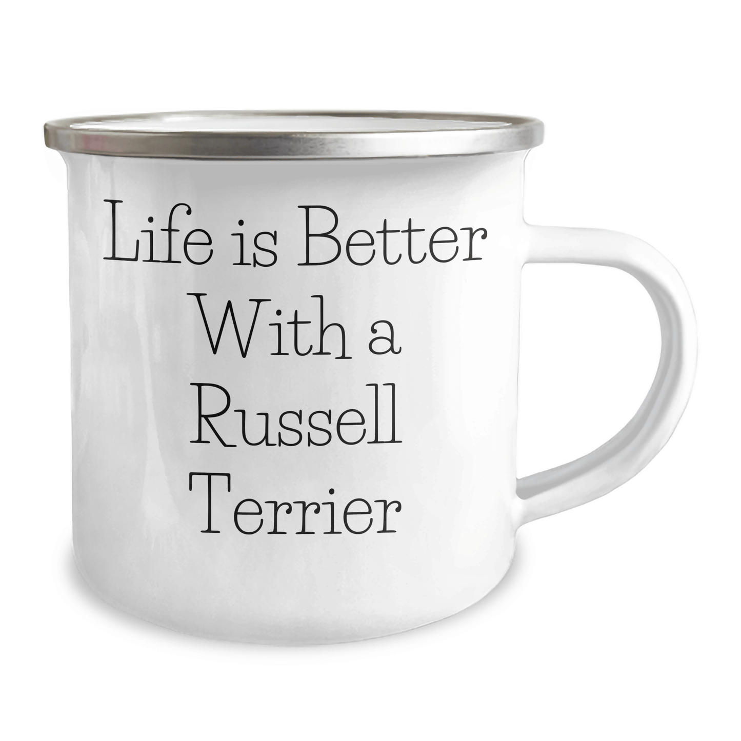 Life Is Better With A Russell Terrier, Gift for Russell Terrier Dog Owners, Camping Mug for Graduation 12oz / White