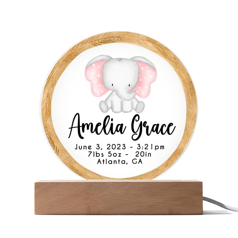 Elephant Girl Baby Stats 20231008 Acrylic Circle Template