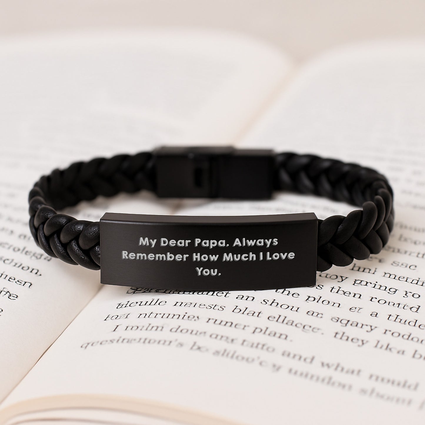 Funny Papa Gifts, Birthday Unique Interlaced Leather Bracelet for Papa, My Dear Papa Always Remember How Much I Love You. - Image 3