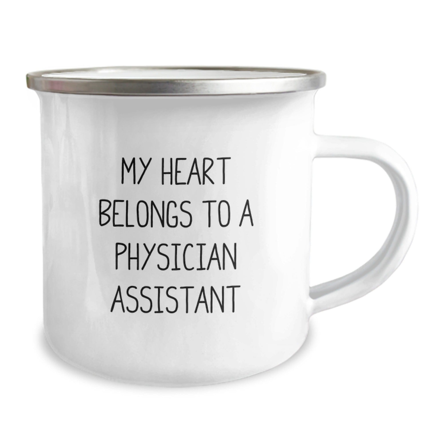 Funny Physician Assistant Gifts from Family, Gifts for Physician Assistant, My Heart Belongs To A Physician Assistant Camping Mug, Perfect Graduation Unique Gifts 12oz / White