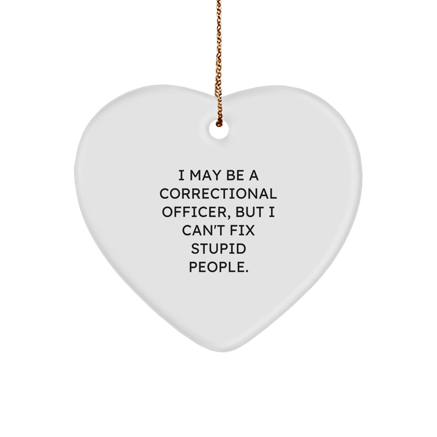 Funny Correctional Officer Heart Ornament, Gifts from Friends and Family, 'I May Be A Correctional Officer, But I Can't Fix Stupid People.,' for Correctional Officer Christmas Unique Gift - Image 1