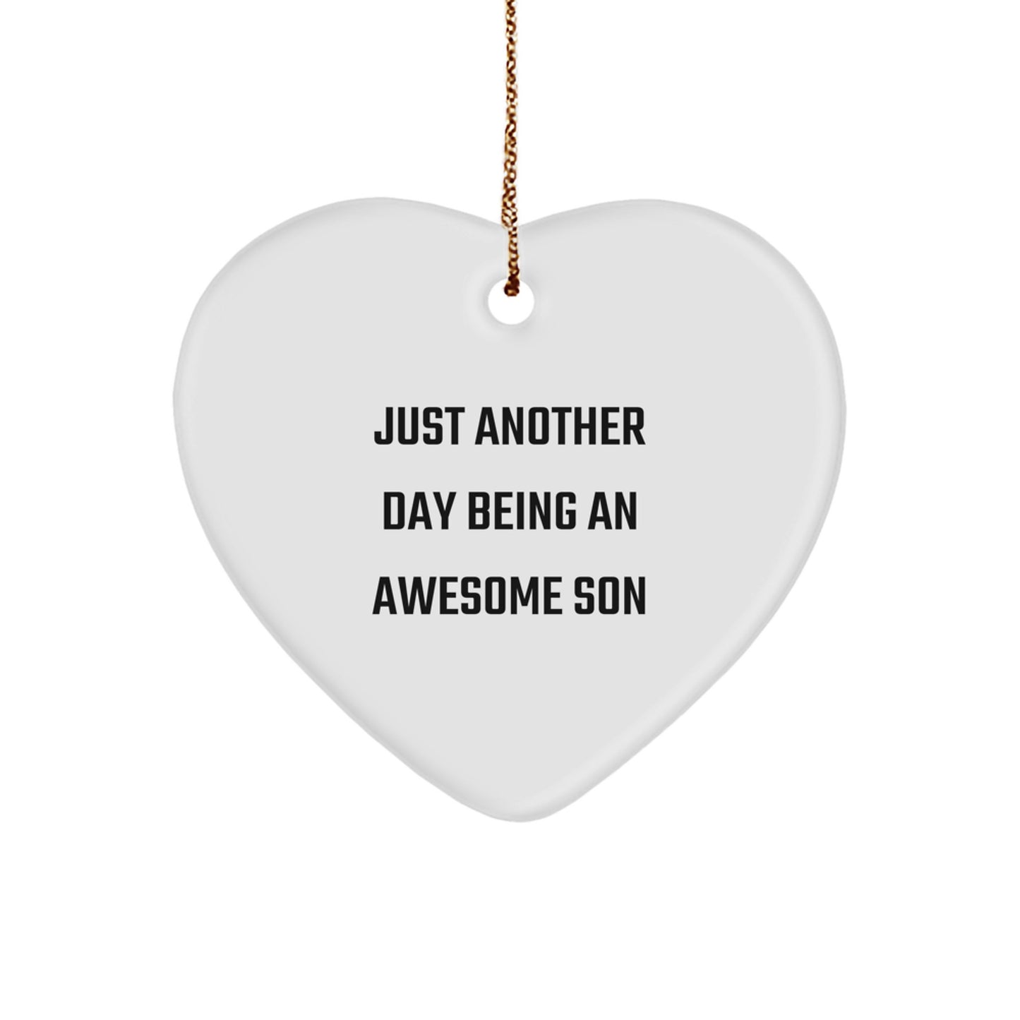 Funny Son Gifts from Mom - Heart Ornament, Heart Shaped, White, Christmas Unique Gifts for Son - Image 1