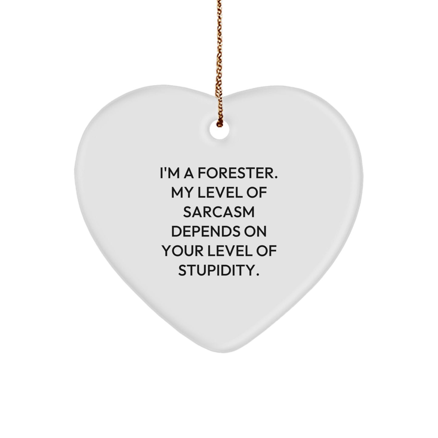 Funny Forester Gifts, Heart Ornament with Sarcasm Quote, Christmas Unique Gifts for Friends, Family, Coworkers, 'I'm A Forester. My Level Of Sarcasm Depends On Your Level Of Stupidity.' - Image 1