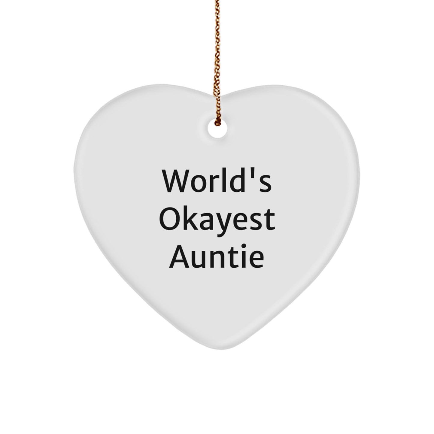 Funny Auntie Gifts from Men for World's Okayest Auntie Heart Ornament, Christmas Unique Gifts for Auntie - Image 1