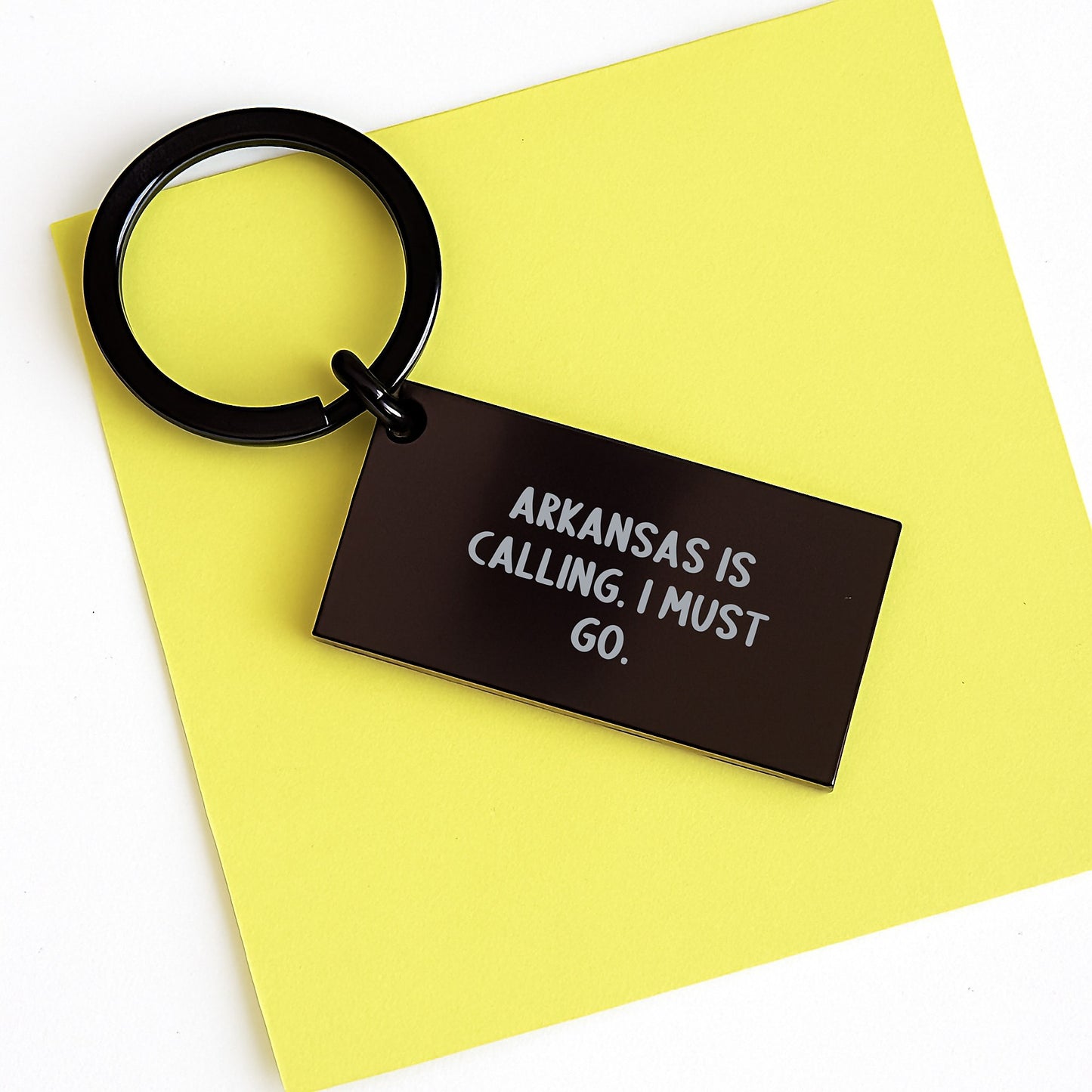 Funny Arkansas Birthday Unique Gifts from Friends Family - Keychain with 'Arkansas Is Calling. I Must Go.' Quote - Image 3
