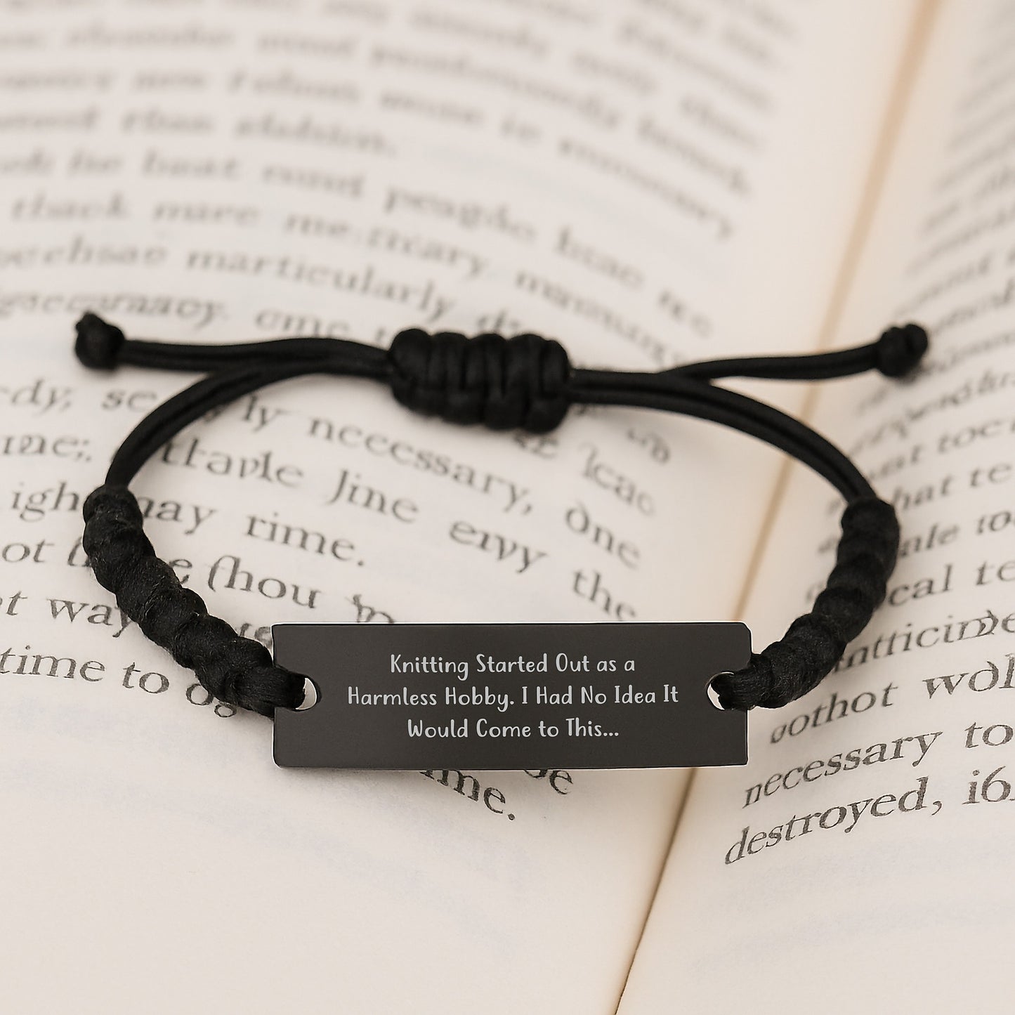 Knitting Enthusiasts' Delight, Funny Quote Rope Bracelet Gifts from Friends to Knitting Lovers, Adjustable Graduation Unique Gifts - Image 3