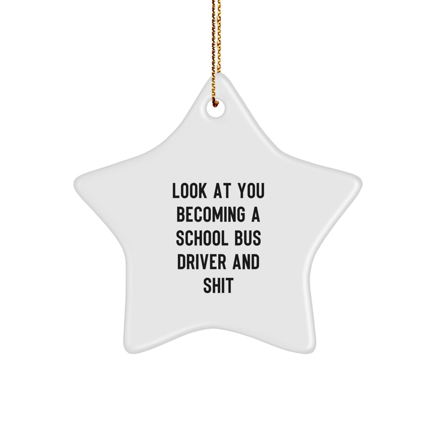 Funny School Bus Driver Gifts from Friends for Men, Women, Coworkers, Family - Christmas Unique Star Ornament Look At You Becoming A School Bus Driver And Shit - Image 1