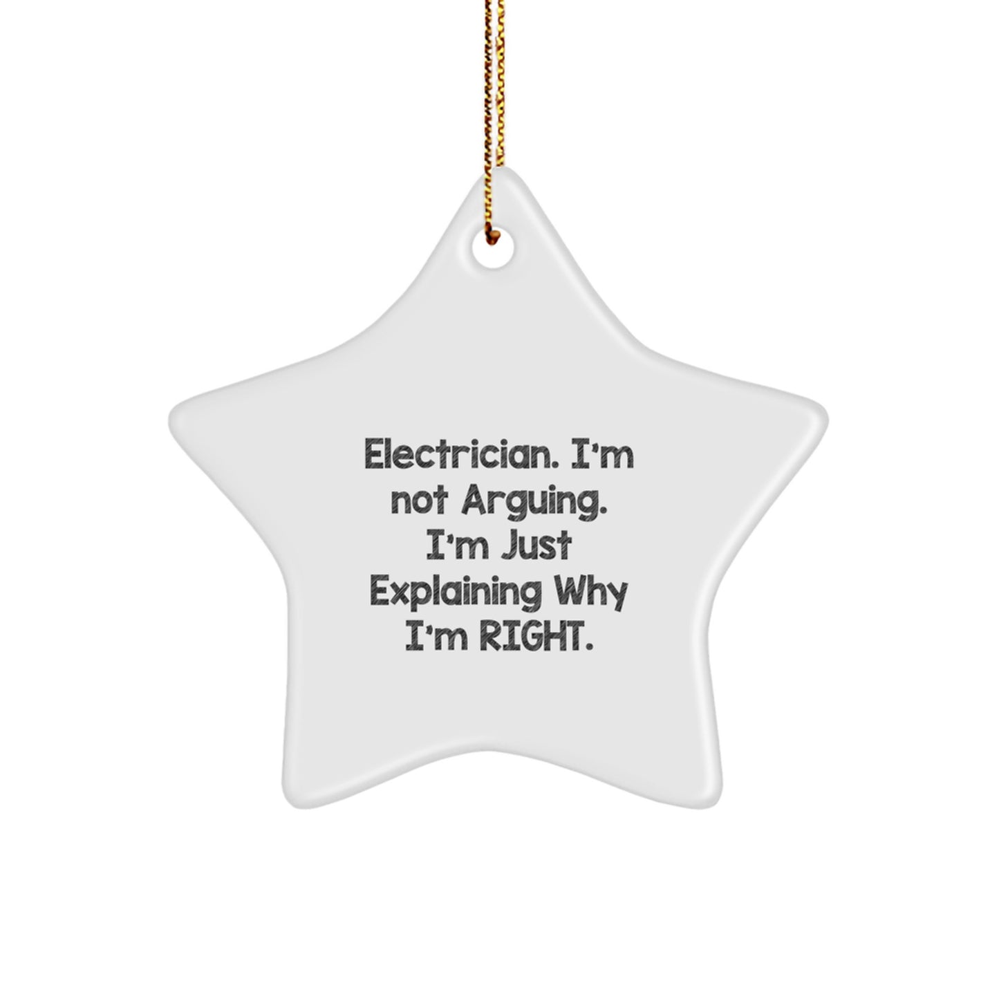 Funny Electrician Gifts from Friends and Family, Christmas Unique Ornaments for Electrician, Star Ornament Explaining Why I'm Right. - Image 1