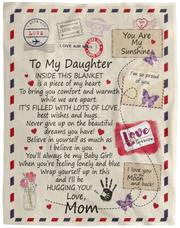 To My Daughter Love Mom Letter Blanket - Gift to Daughter from Mom