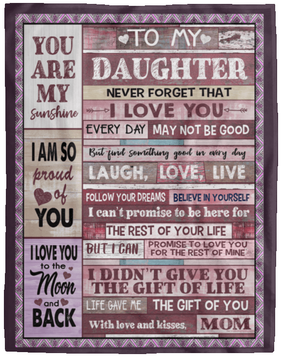 To My Daughter Love Mom Patchwork Blanket - Gift to Daughter from Mom