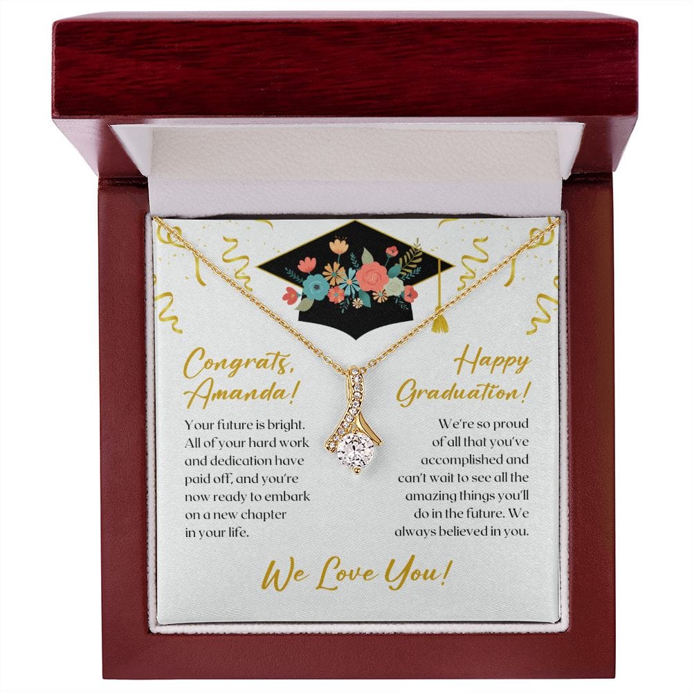 Personalized Graduation Gift - Necklace for Graduate - Class of 2023 Custom Graduation Gift 18K Yellow Gold Finish / Luxury Box