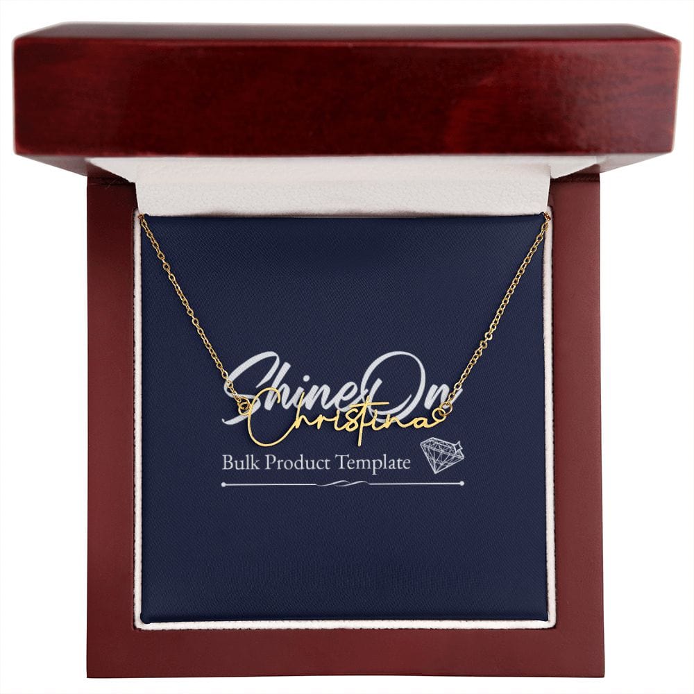20230302 Signature Name Necklace Template Gold Finish Over Stainless Steel / Luxury Box