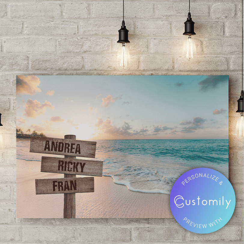 Custom beach canvas family print