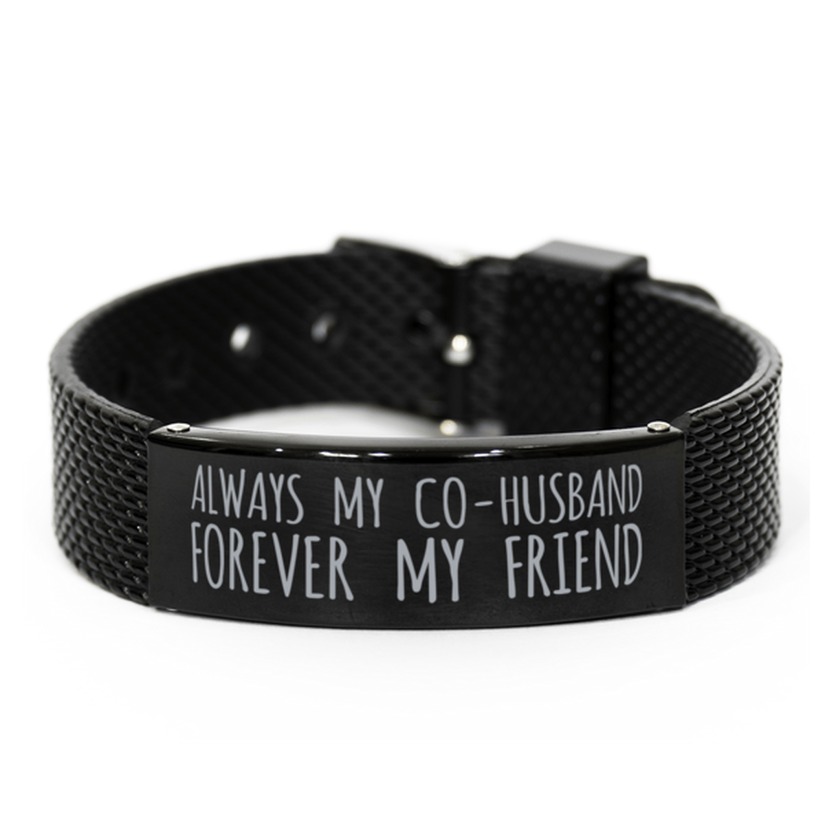 Inspirational Co-Husband Black Shark Mesh Bracelet, Always My Co-Husband Forever My Friend, Best Birthday Gifts for Family Friends