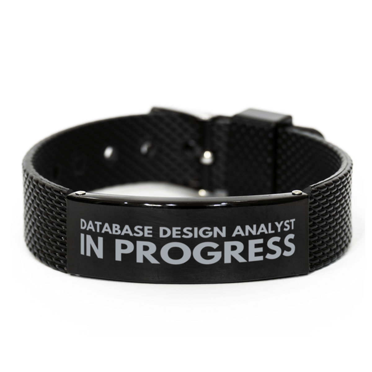 Inspirational Database Design Analyst Black Shark Mesh Bracelet, Database Design Analyst In Progress, Best Graduation Gifts for Students