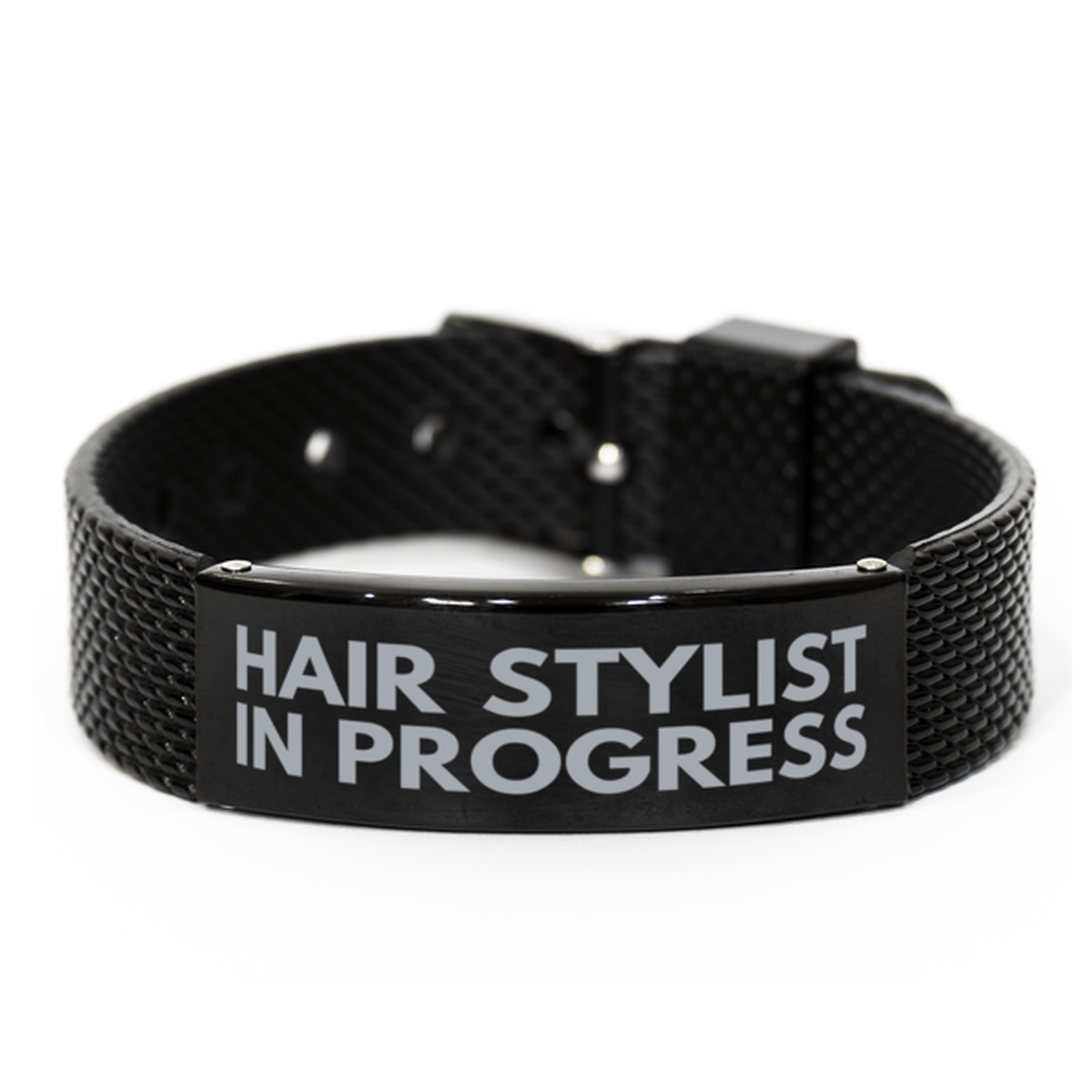 Inspirational Hair Stylist Black Shark Mesh Bracelet, Hair Stylist In Progress, Best Graduation Gifts for Students