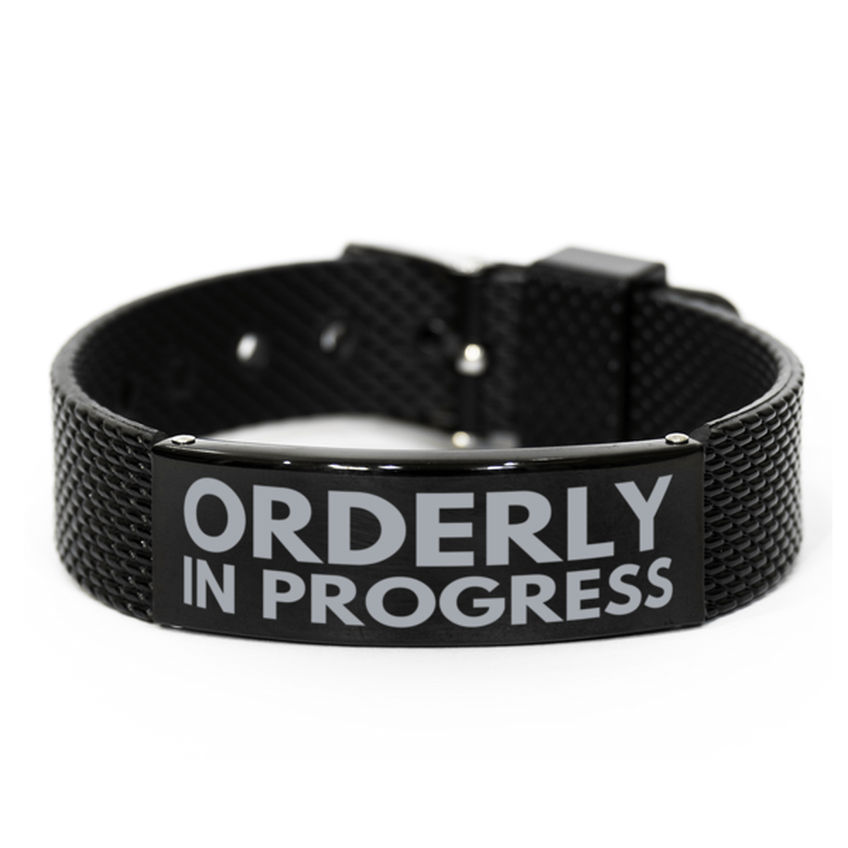 Inspirational Orderly Black Shark Mesh Bracelet, Orderly In Progress, Best Graduation Gifts for Students