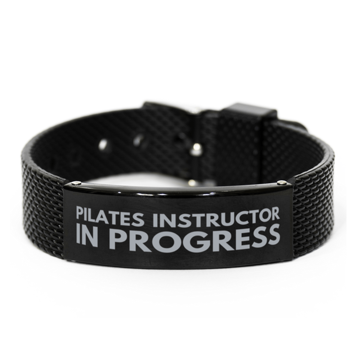 Inspirational Pilates Instructor Black Shark Mesh Bracelet, Pilates Instructor In Progress, Best Graduation Gifts for Students