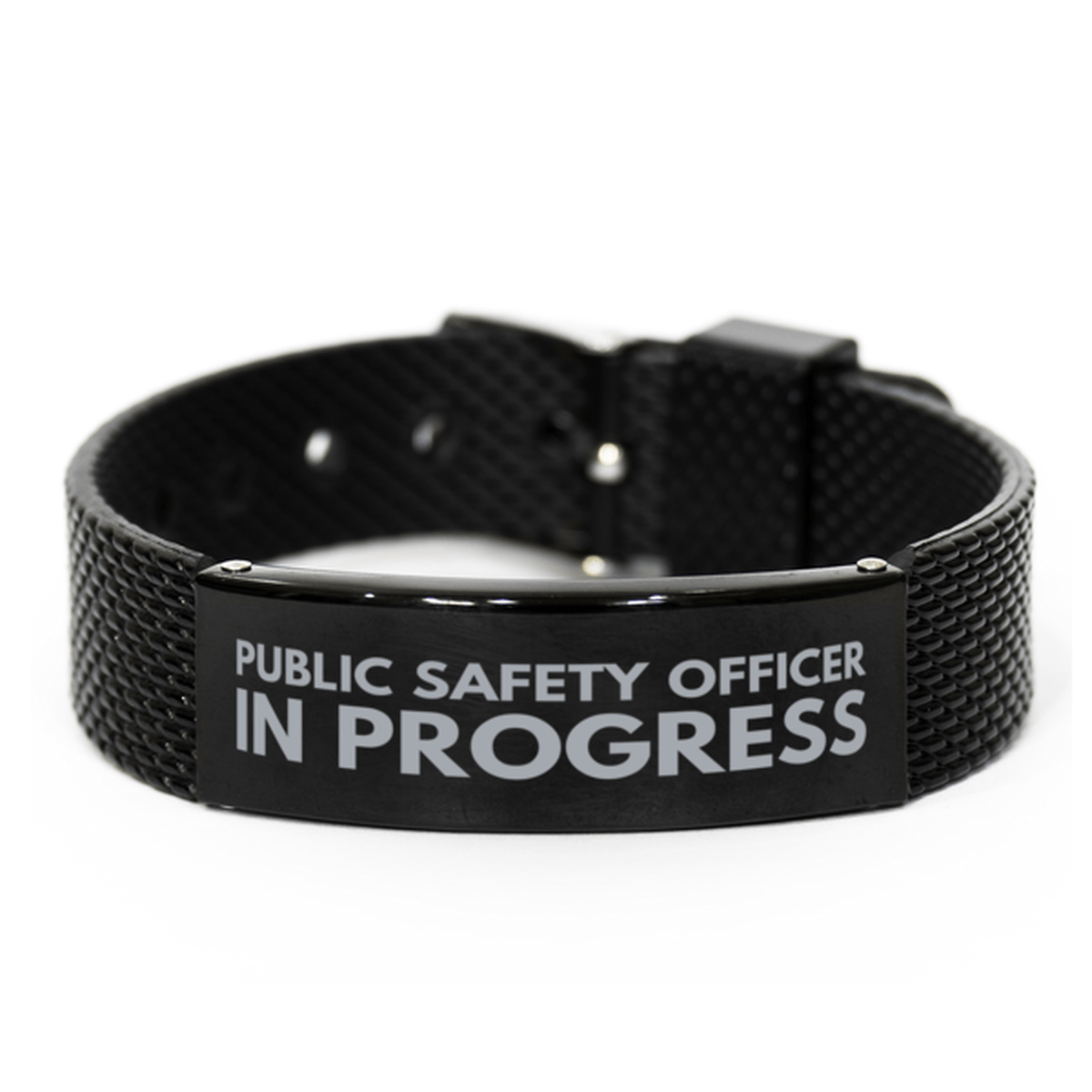 Inspirational Public Safety Officer Black Shark Mesh Bracelet, Public Safety Officer In Progress, Best Graduation Gifts for Students