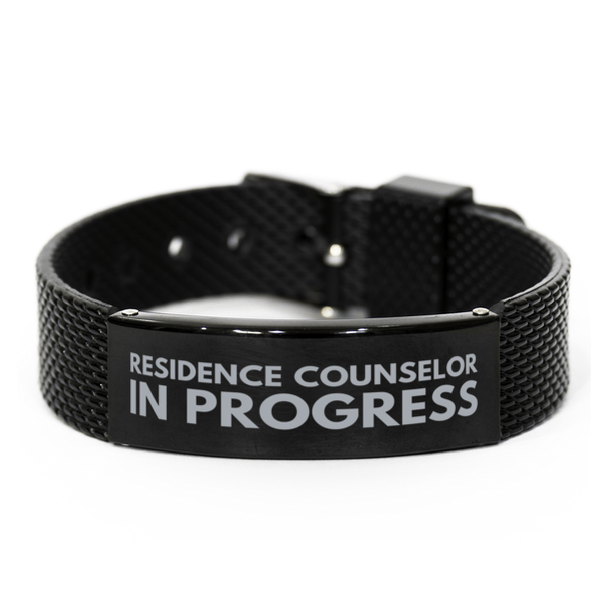 Inspirational Residence Counselor Black Shark Mesh Bracelet, Residence Counselor In Progress, Best Graduation Gifts for Students