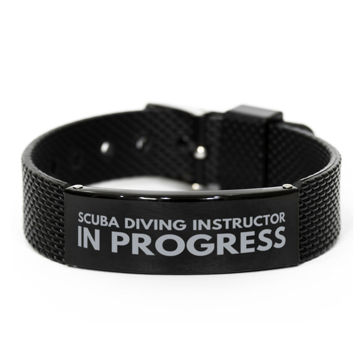 Inspirational Scuba Diving Instructor Black Shark Mesh Bracelet, Scuba Diving Instructor In Progress, Best Graduation Gifts for Students