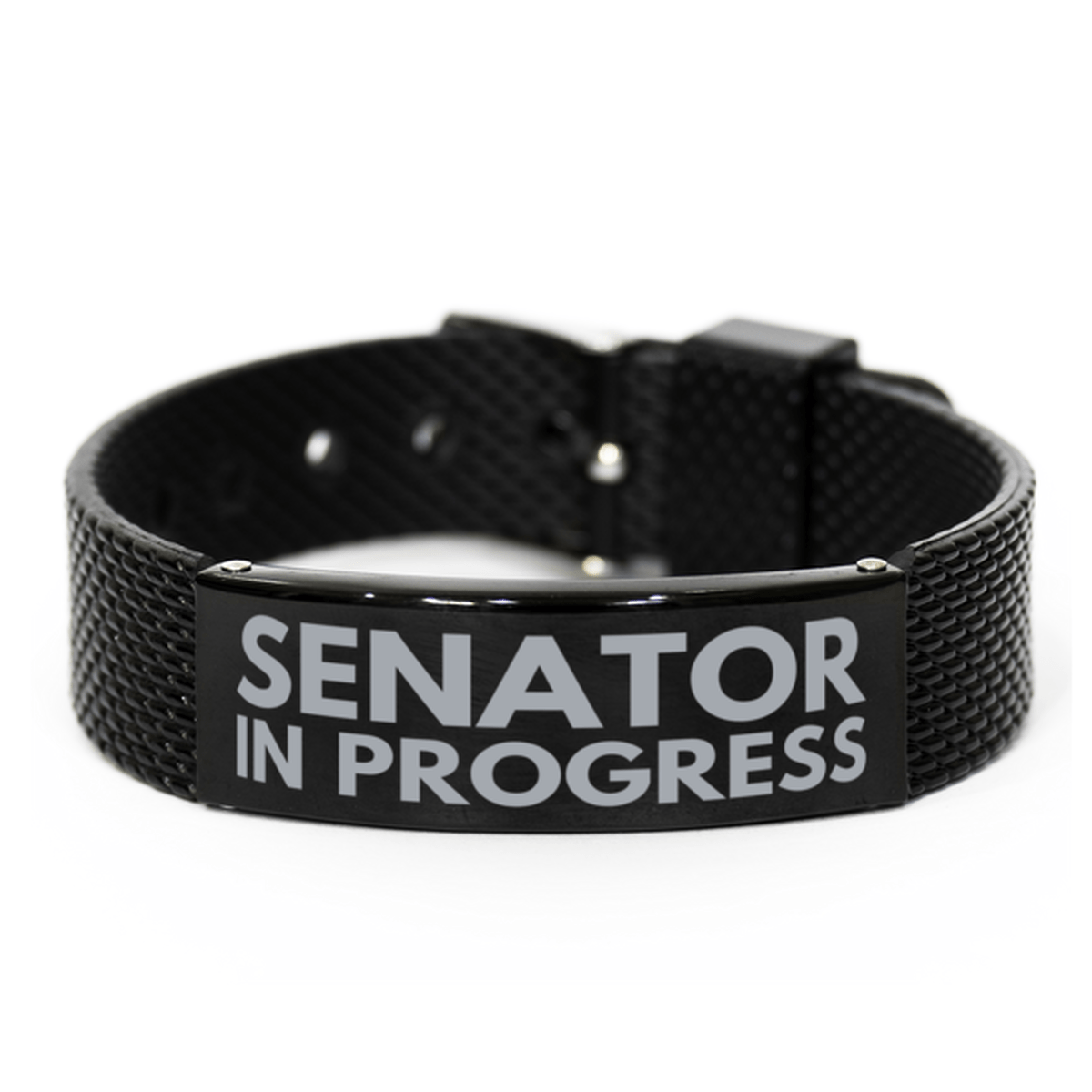 Inspirational Senator Black Shark Mesh Bracelet, Senator In Progress, Best Graduation Gifts for Students
