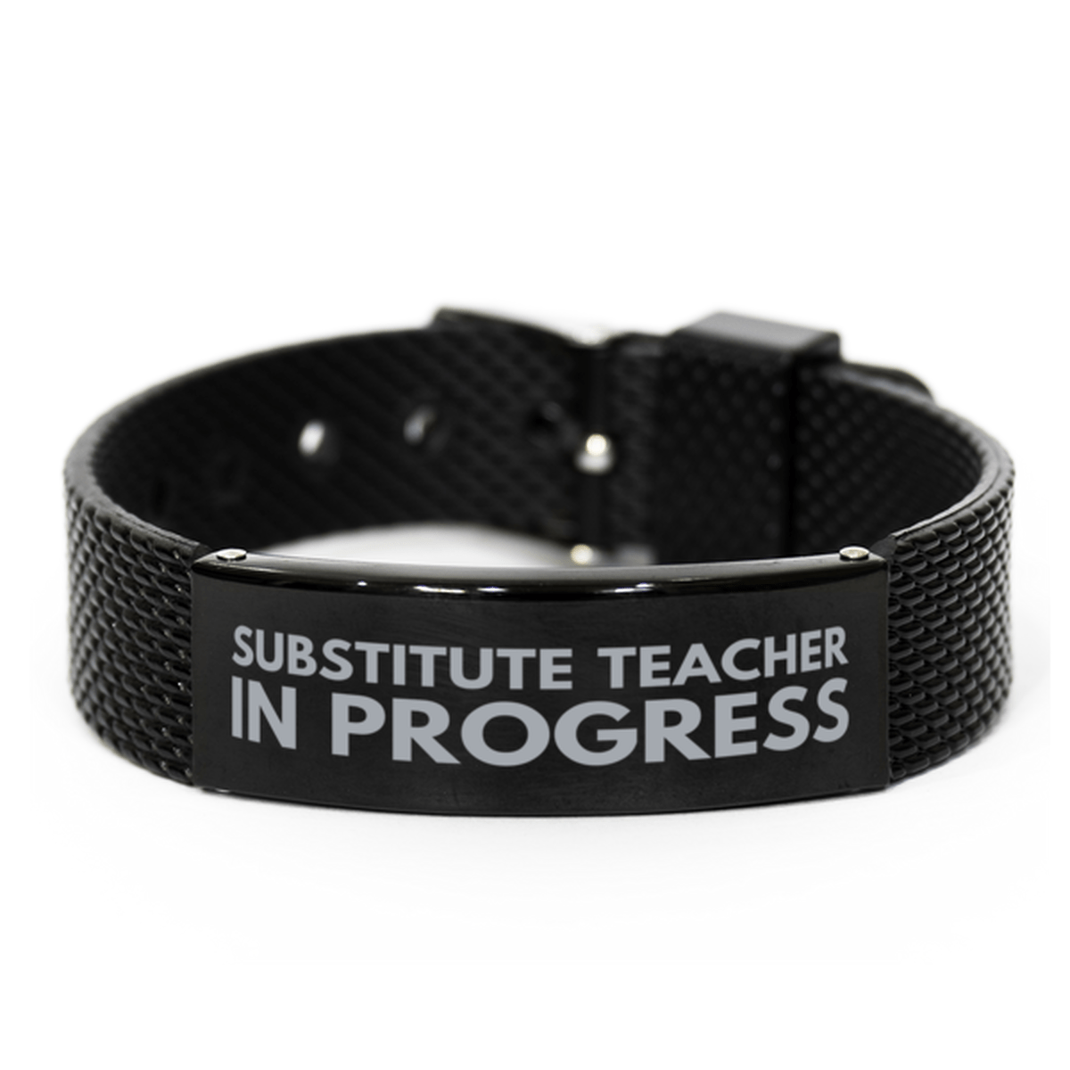 Inspirational Substitute Teacher Black Shark Mesh Bracelet, Substitute Teacher In Progress, Best Graduation Gifts for Students