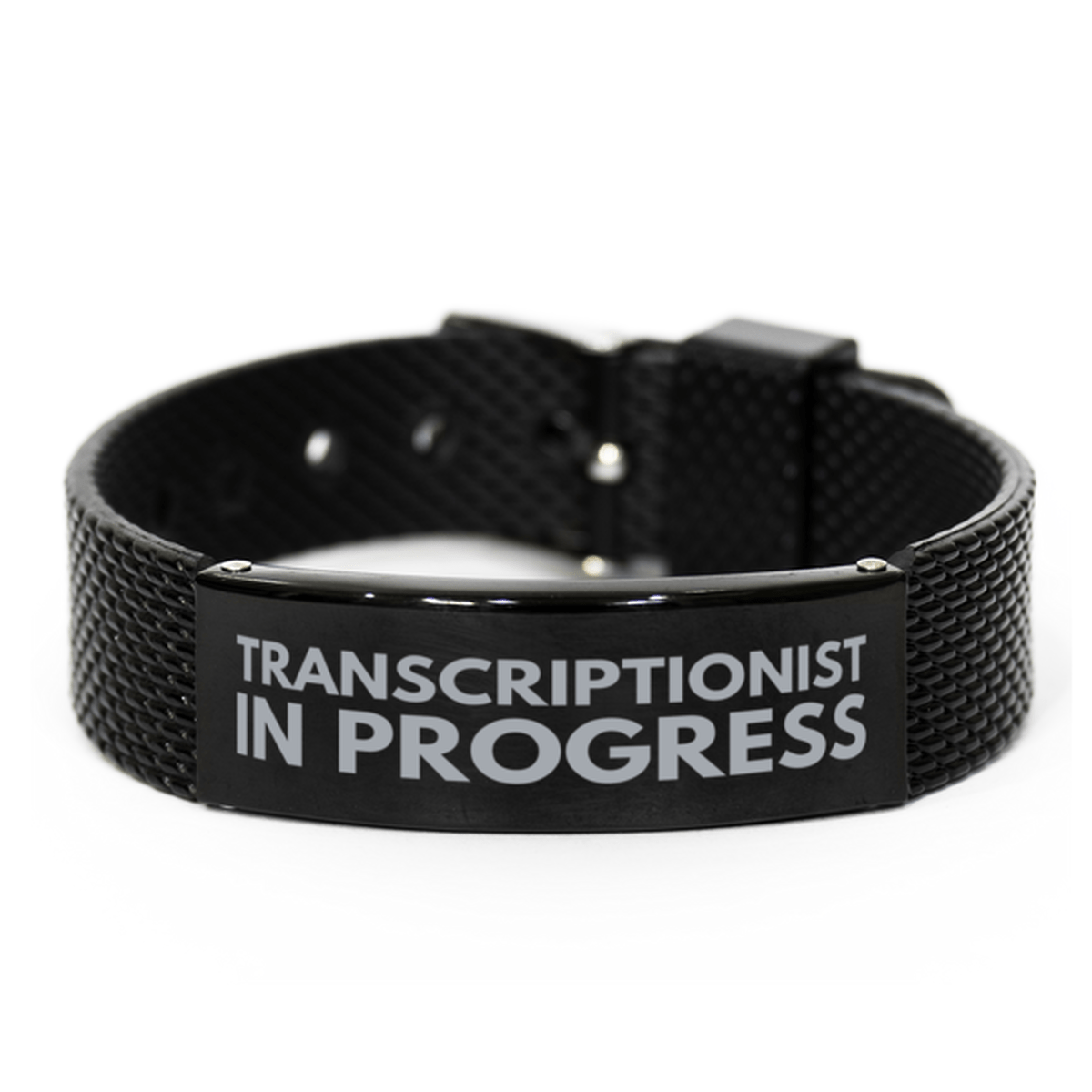 Inspirational Transcriptionist Black Shark Mesh Bracelet, Transcriptionist In Progress, Best Graduation Gifts for Students