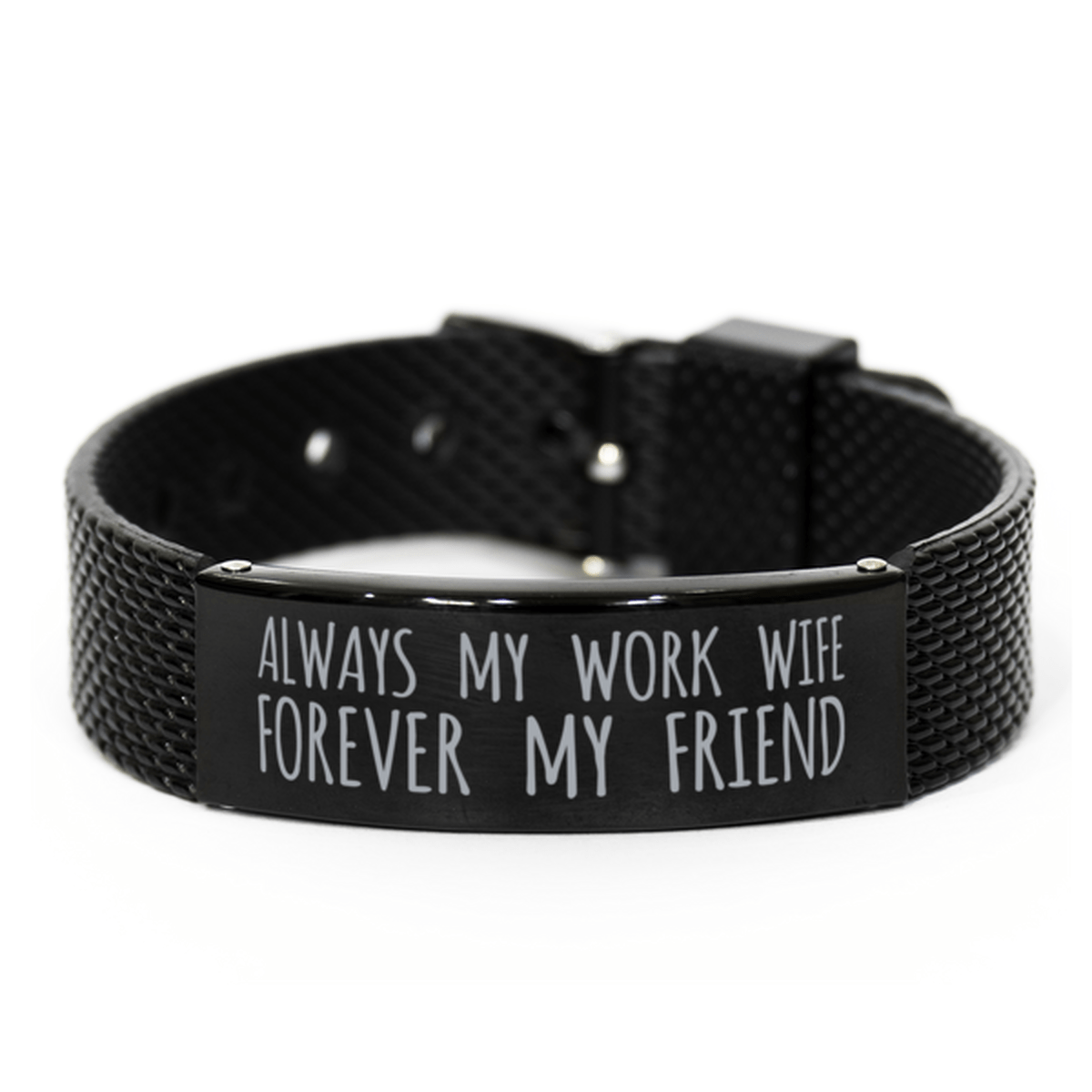 Inspirational Work Wife Black Shark Mesh Bracelet, Always My Work Wife Forever My Friend, Best Birthday Gifts for Family Friends