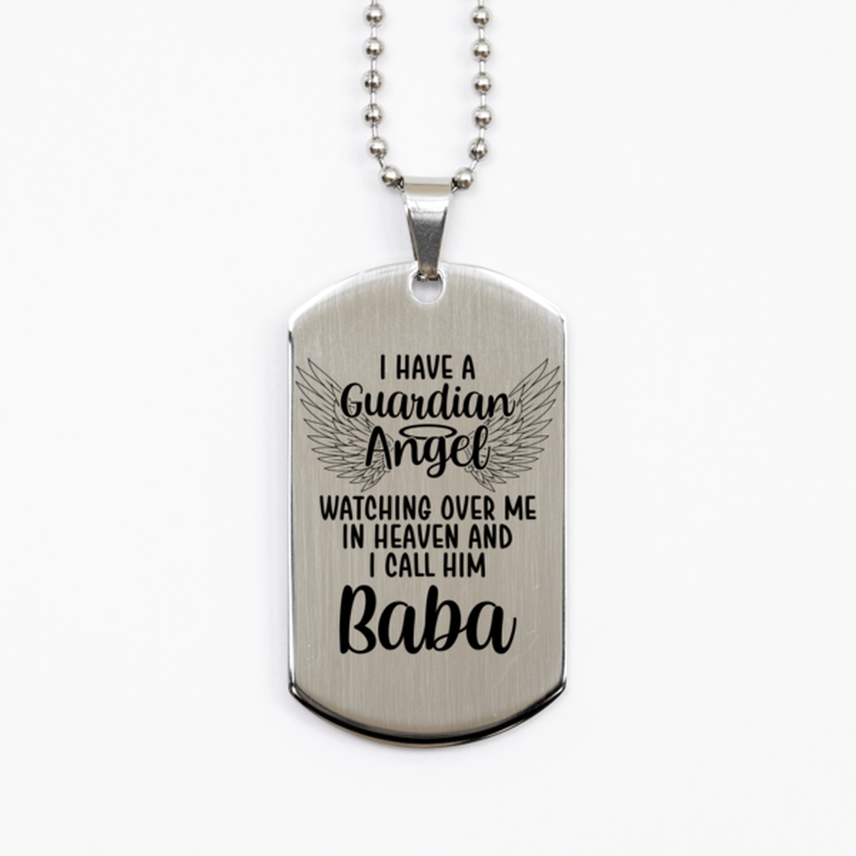 Memorial Baba Silver Dog Tag Necklace, Guardian Angel Baba Gift, Loss of Baba, Baba Death, Sympathy Gift