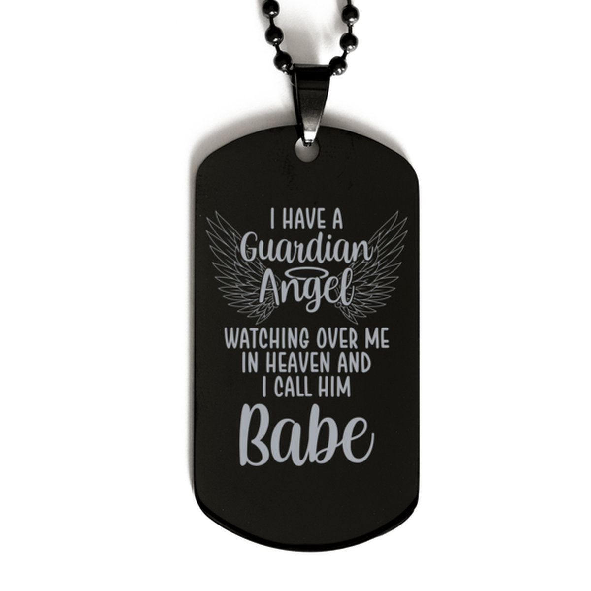Memorial Babe Black Dog Tag Necklace, Guardian Angel Babe Gift, Loss of Babe, Babe Death, Sympathy Gift