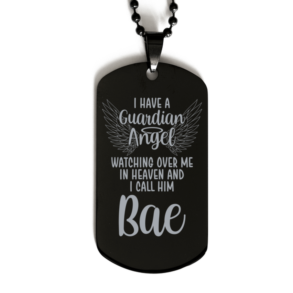 Memorial Bae Black Dog Tag Necklace, Guardian Angel Bae Gift, Loss of Bae, Bae Death, Sympathy Gift