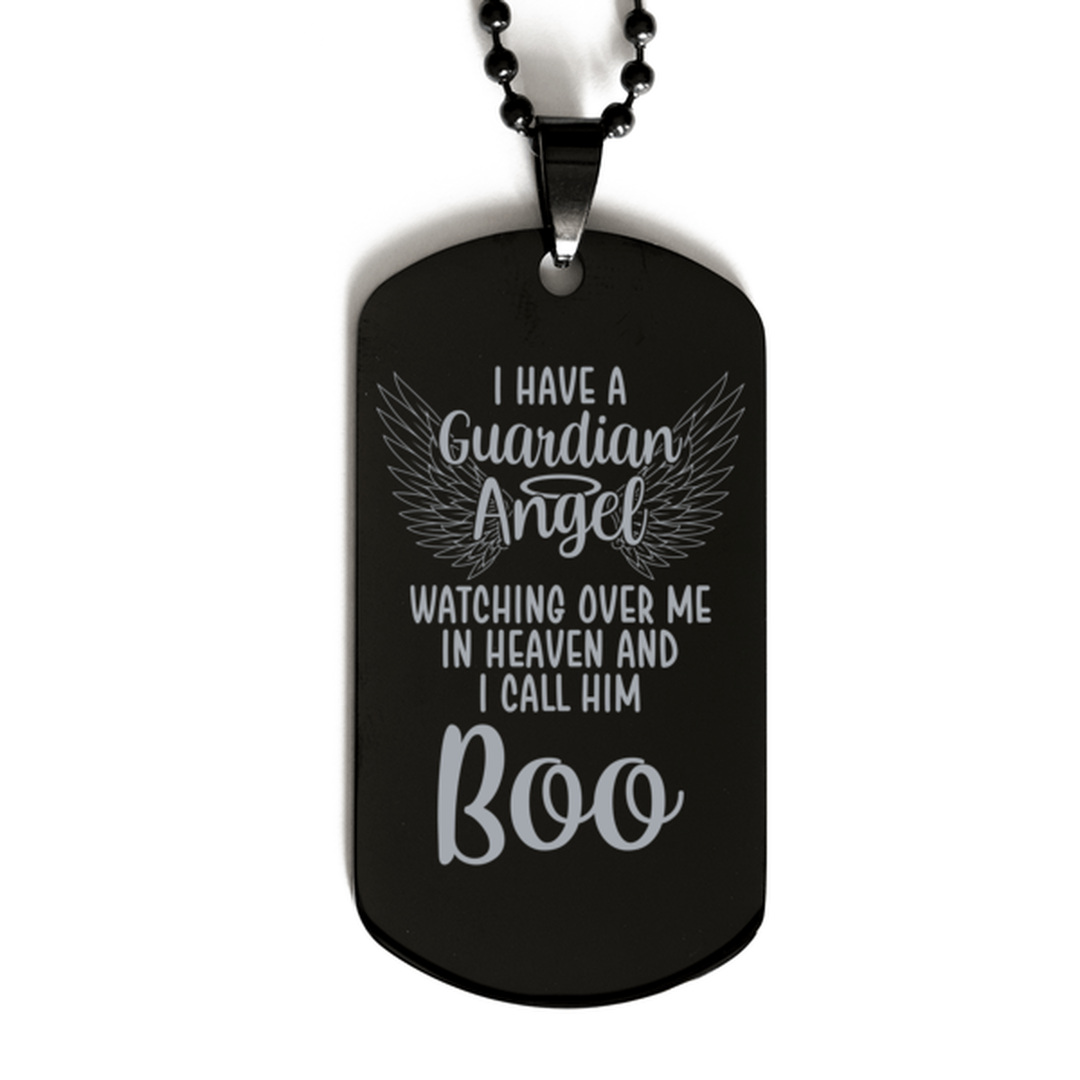 Memorial Boo Black Dog Tag Necklace, Guardian Angel Boo Gift, Loss of Boo, Boo Death, Sympathy Gift