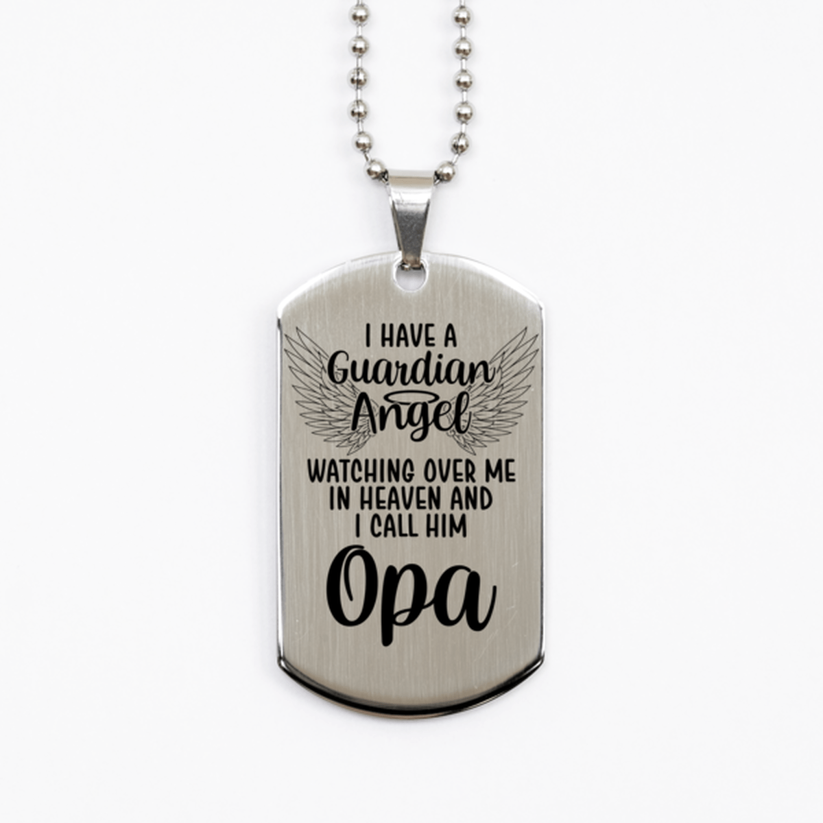 Memorial Opa Silver Dog Tag Necklace, Guardian Angel Opa Gift, Loss of Opa, Opa Death, Sympathy Gift
