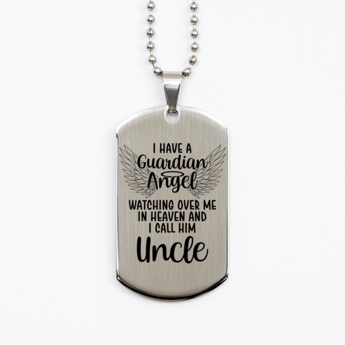 Memorial Uncle Silver Dog Tag Necklace, Guardian Angel Uncle Gift, Loss of Uncle, Uncle Death, Sympathy Gift