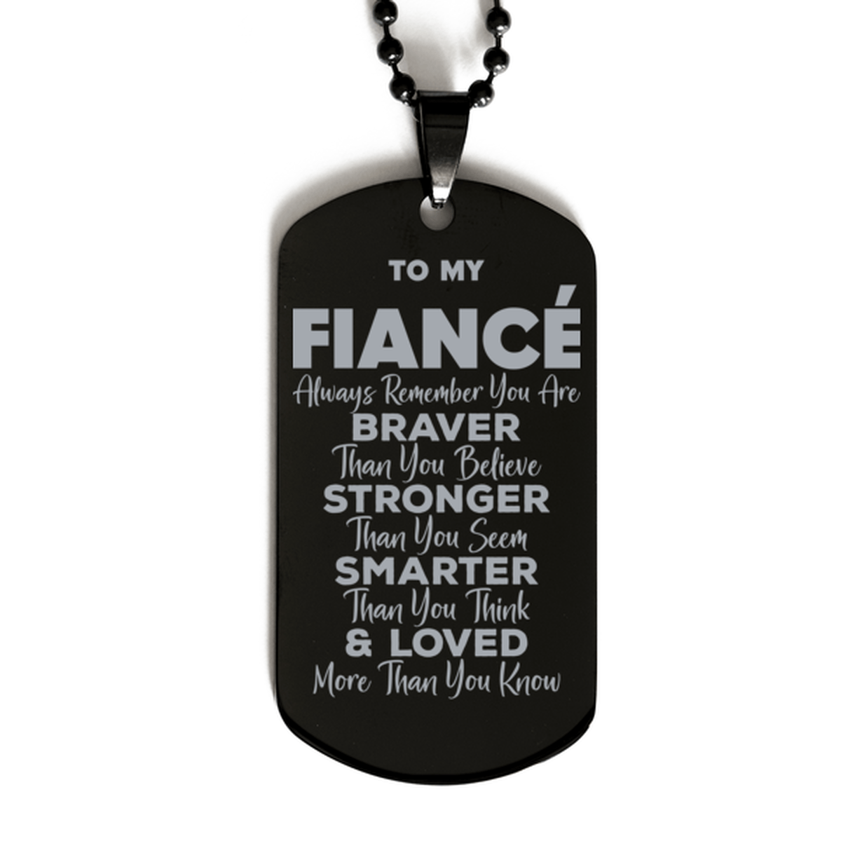 Motivational Fiance Black Dog Tag Necklace