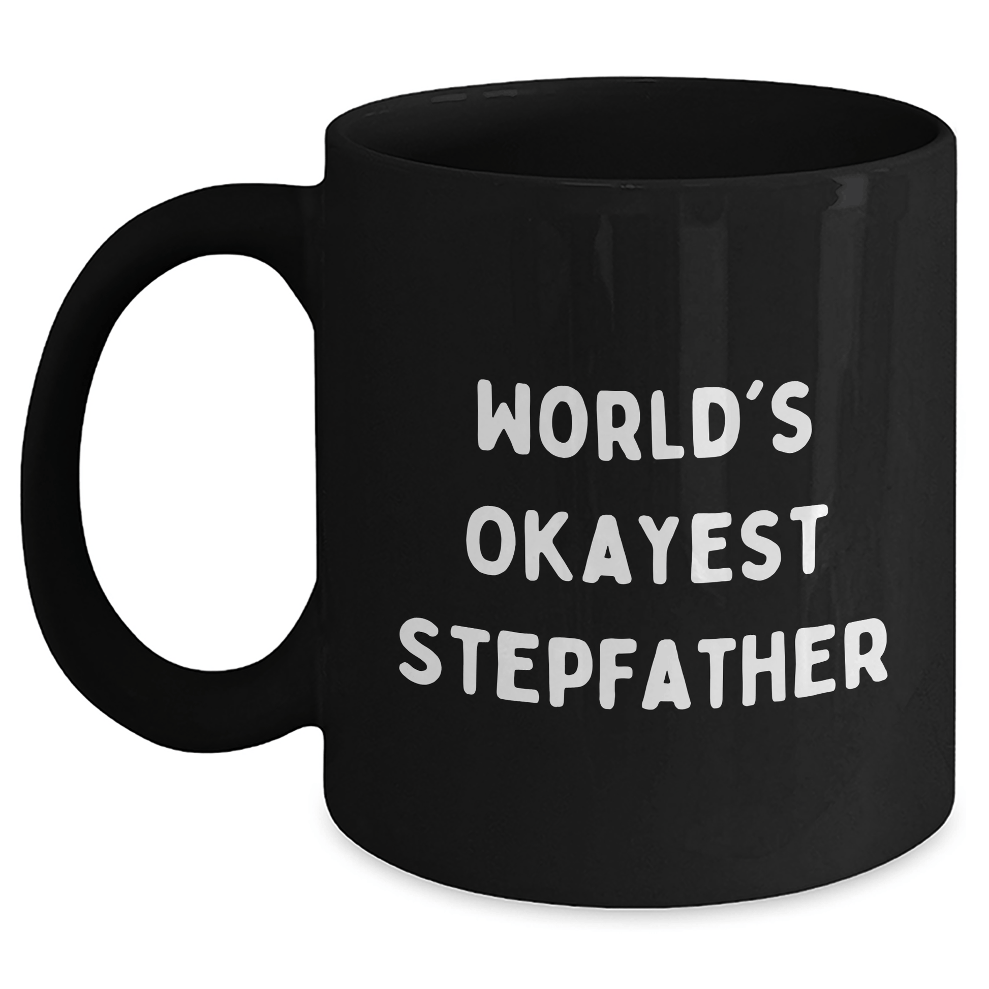 Funny Stepfather Gifts, World's Okayest Stepfather Black Coffee Mug, Unique Mother's Day Unique Gifts from Family, Perfect for Stepfather