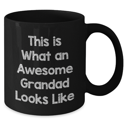 Funny Grandad Gifts - Black Coffee Mug for Him - 'This Is What An Awesome Grandad Looks Like' - Gifts from Family for Grandad on Father's Day - Additional