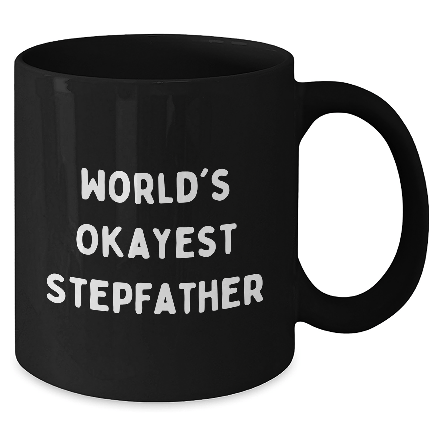 Funny Stepfather Gifts, World's Okayest Stepfather Black Coffee Mug, Unique Mother's Day Unique Gifts from Family, Perfect for Stepfather