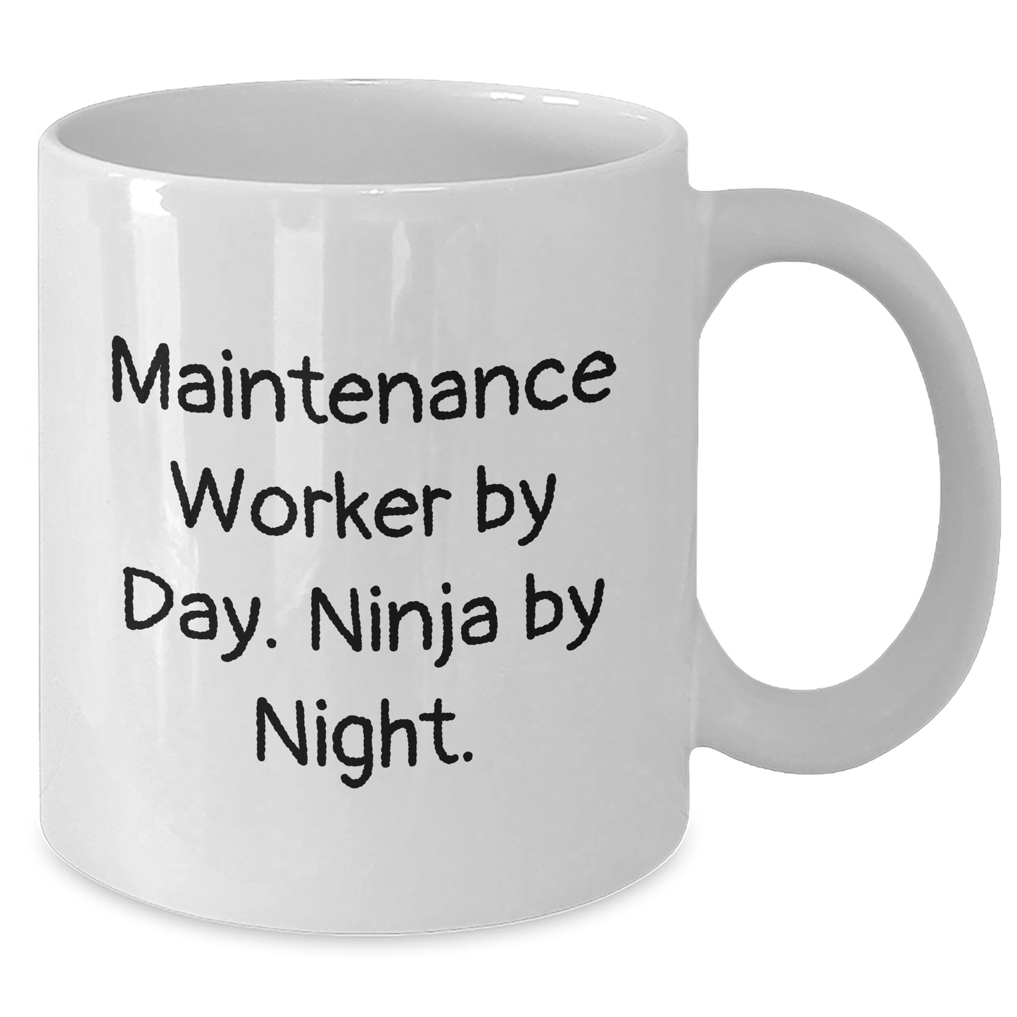 Maintenance Worker Gifts, Funny White Coffee Mug, Father's Day Unique Gifts from Men - 'Maintenance Worker By Day. Ninja By Night.'