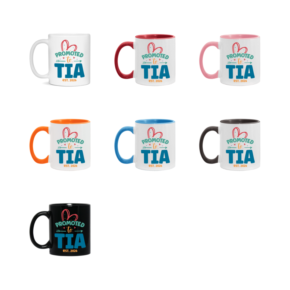 Promoted To Tia Est. 2026 Coffee Mug – New Tia Gift – Pregnancy Announcement Mug For New Baby