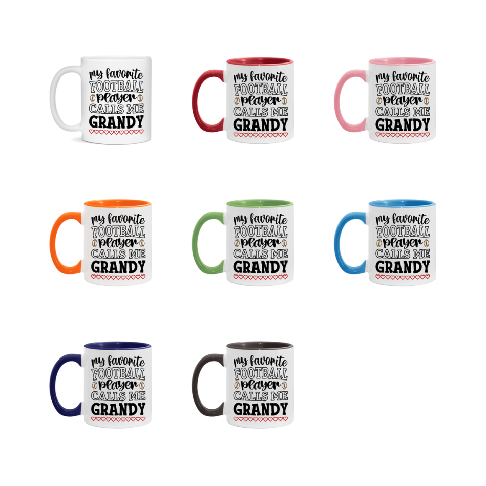 My Favorite Football Player Calls Me Grandy Mug – Funny Football Grandy Gift – Mug For Grandy From Player – Football Season Gift Idea