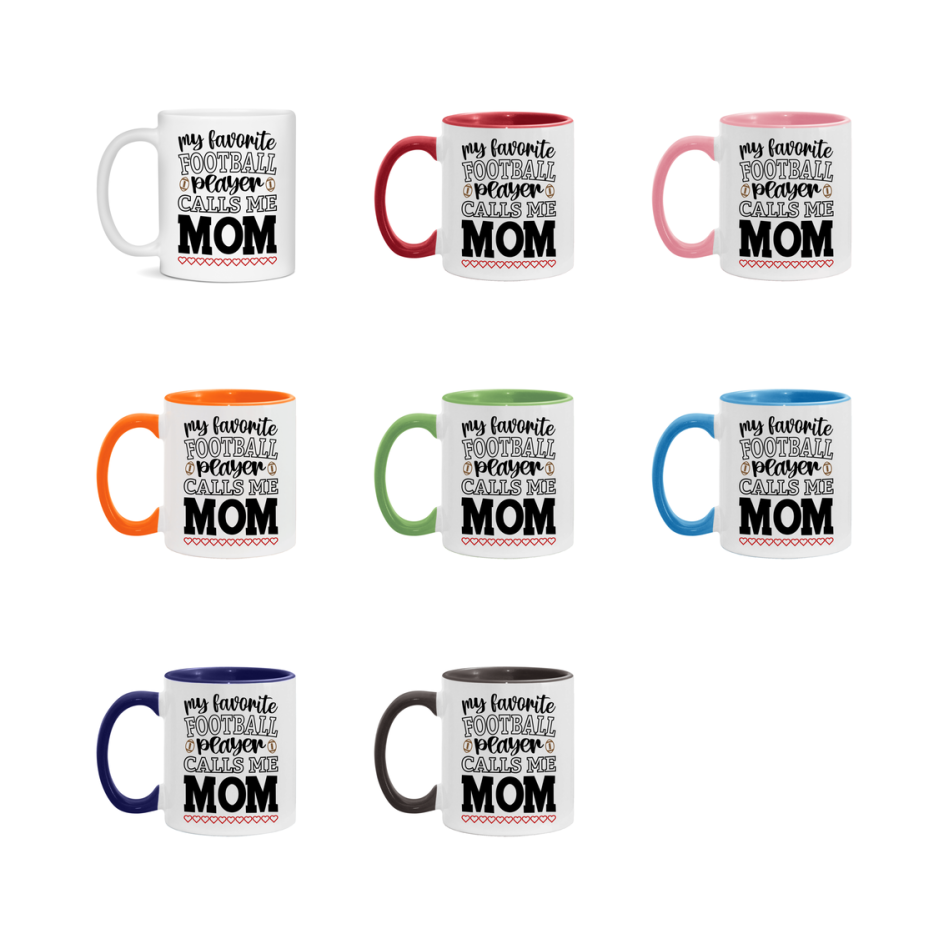 My Favorite Football Player Calls Me Mom Mug – Funny Football Mom Gift – Mug For Mom From Player – Football Season Gift Idea