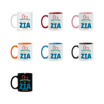 Promoted To Zia Est. 2026 Coffee Mug – New Zia Gift – Pregnancy Announcement Mug For New Baby