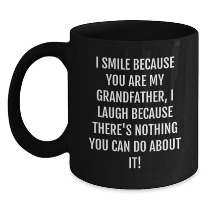 Funny Grandfather Gifts for Him, Black Coffee Mug, Unique Christmas Memorable Presents from Family and Friends, 11oz or 15oz - Main
