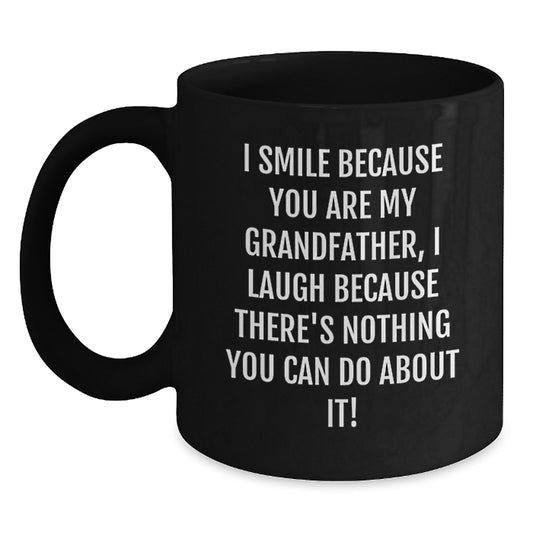 Funny Grandfather Gifts for Him, Black Coffee Mug, Unique Christmas Memorable Presents from Family and Friends, 11oz or 15oz - Main